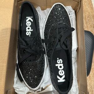 Keds Women's Champion Glitter Sneaker, Black, size 7